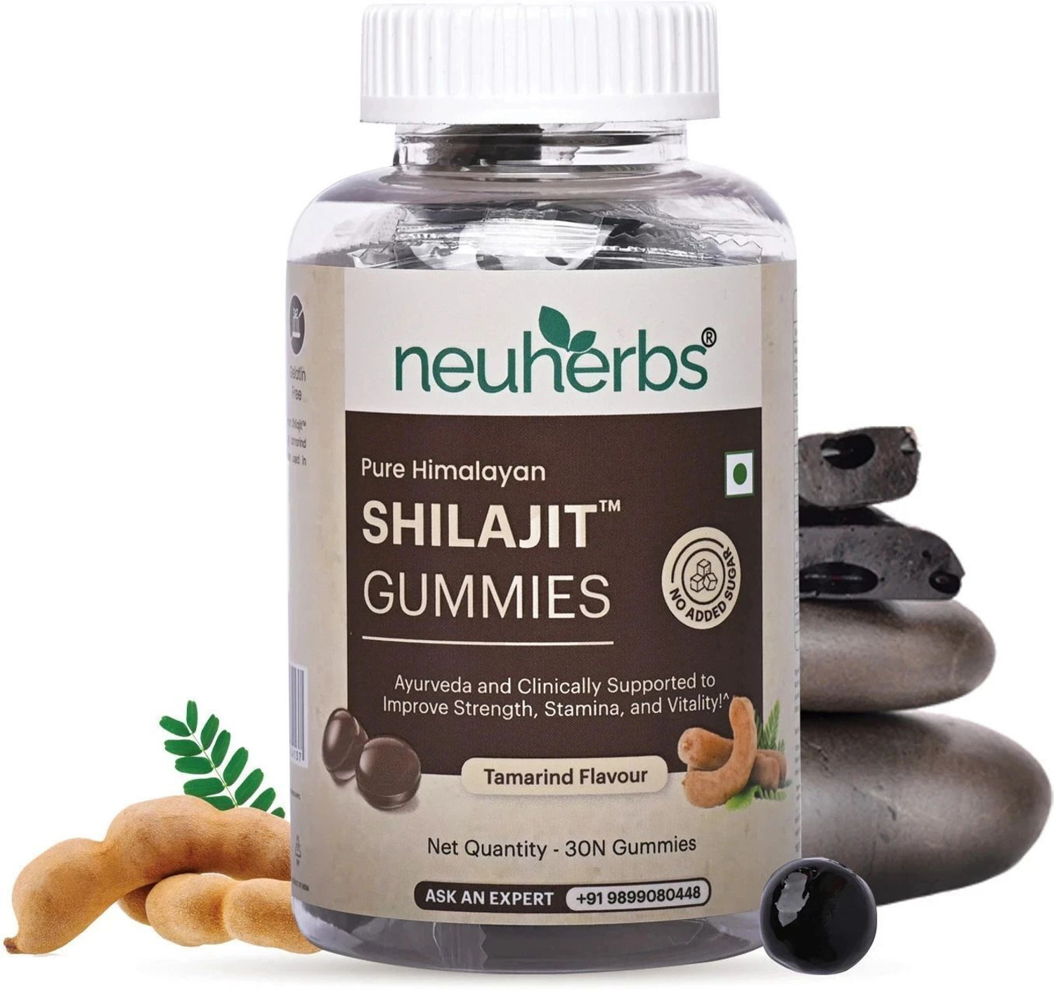 Image of Neuherbs Pure Himalayan Shilajit 30 Gummies Tamarind Flavour | Strength, Energy & Stamina