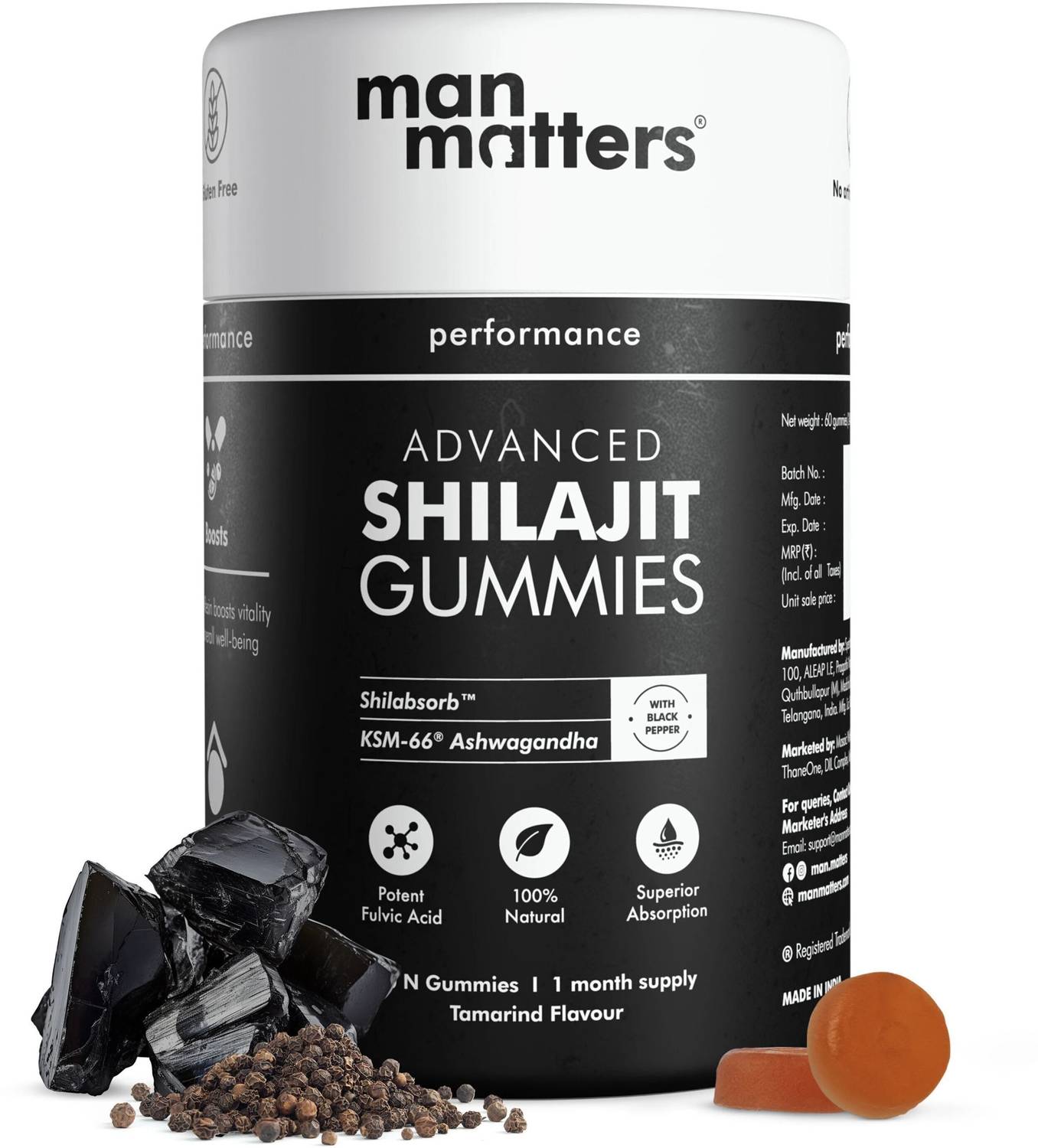 Man Matters Advanced Shilajit Gummies With Ashwagandha KSM66 & Black - Image 1