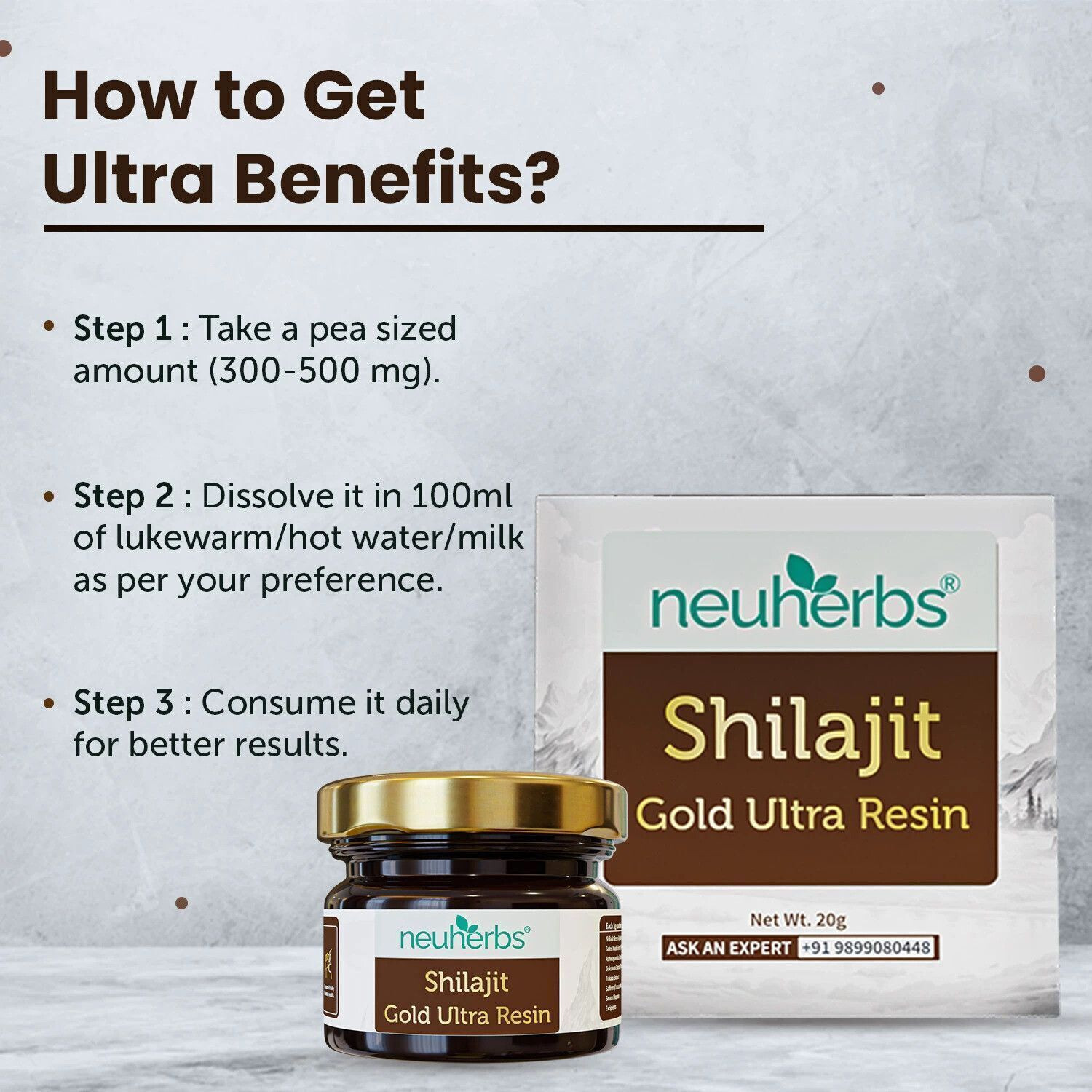 Image of Neuherbs Shilajit Gold Ultra Resin | Enrich With Swarn Bhasma & Trikatu | Boost Energy