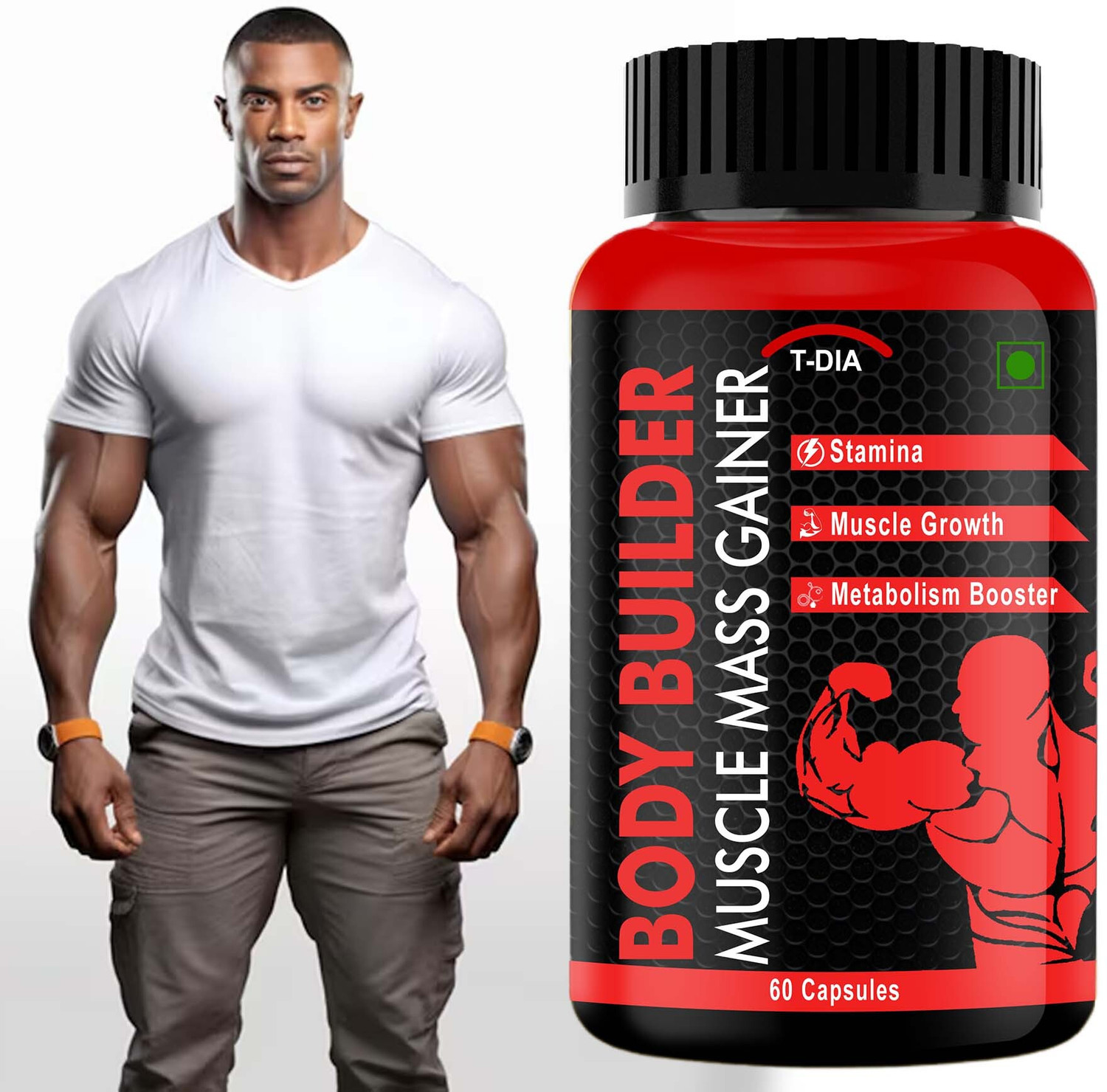 Image of T-DIA Body Builder Capsules, Promotes Muscle Growth & Mass Gain