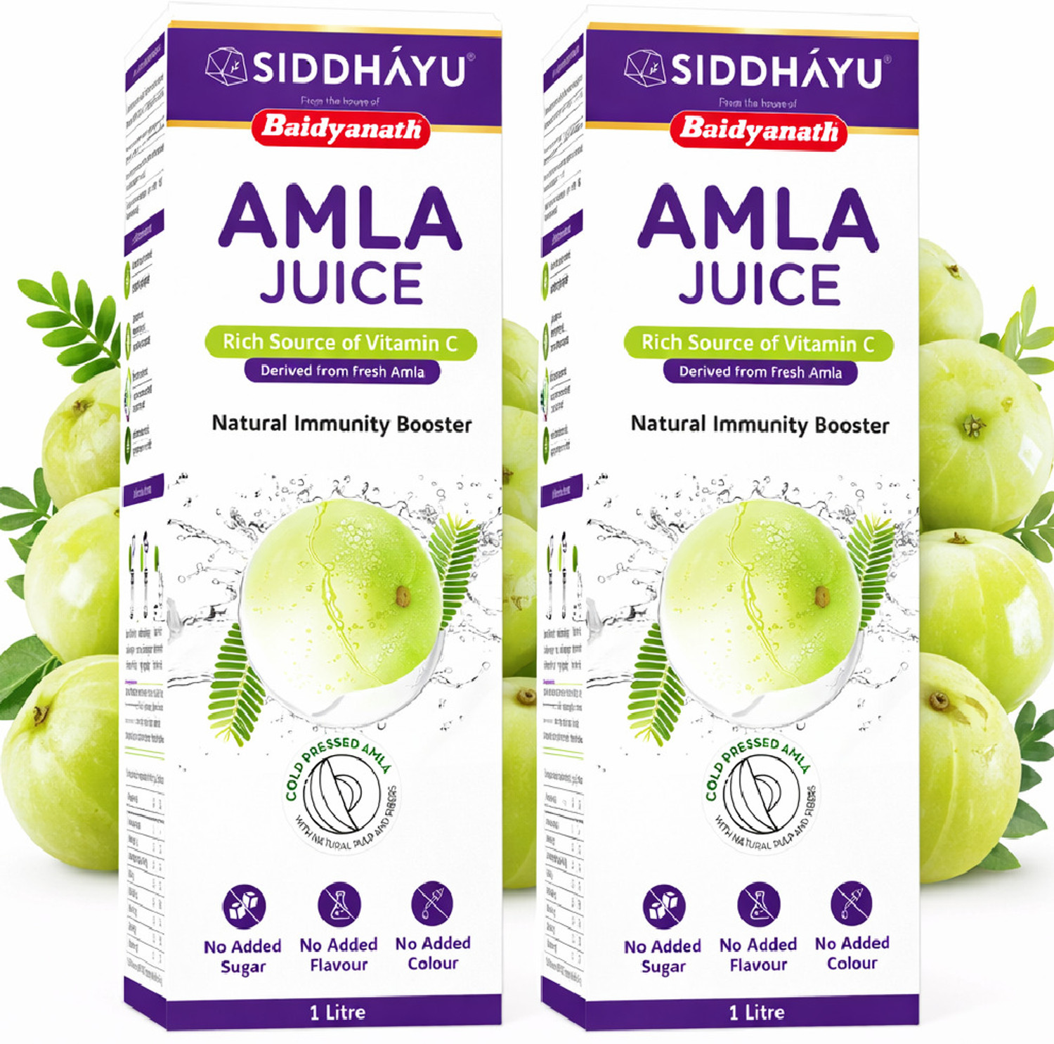 Image of Baidyanath Amla Juice 1 L - Boosts Skin & Hair Health | Vitamin C - (Pack of 2)