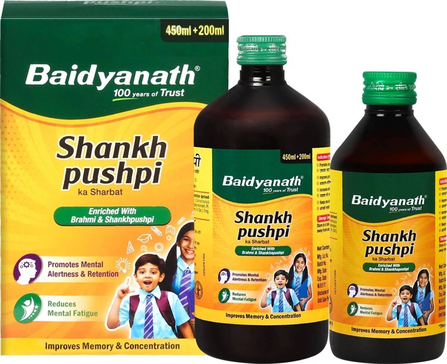 Baidyanath Shankhpushpi Sharbat Helps in Mental weakness, forgetfulness, 450 ml