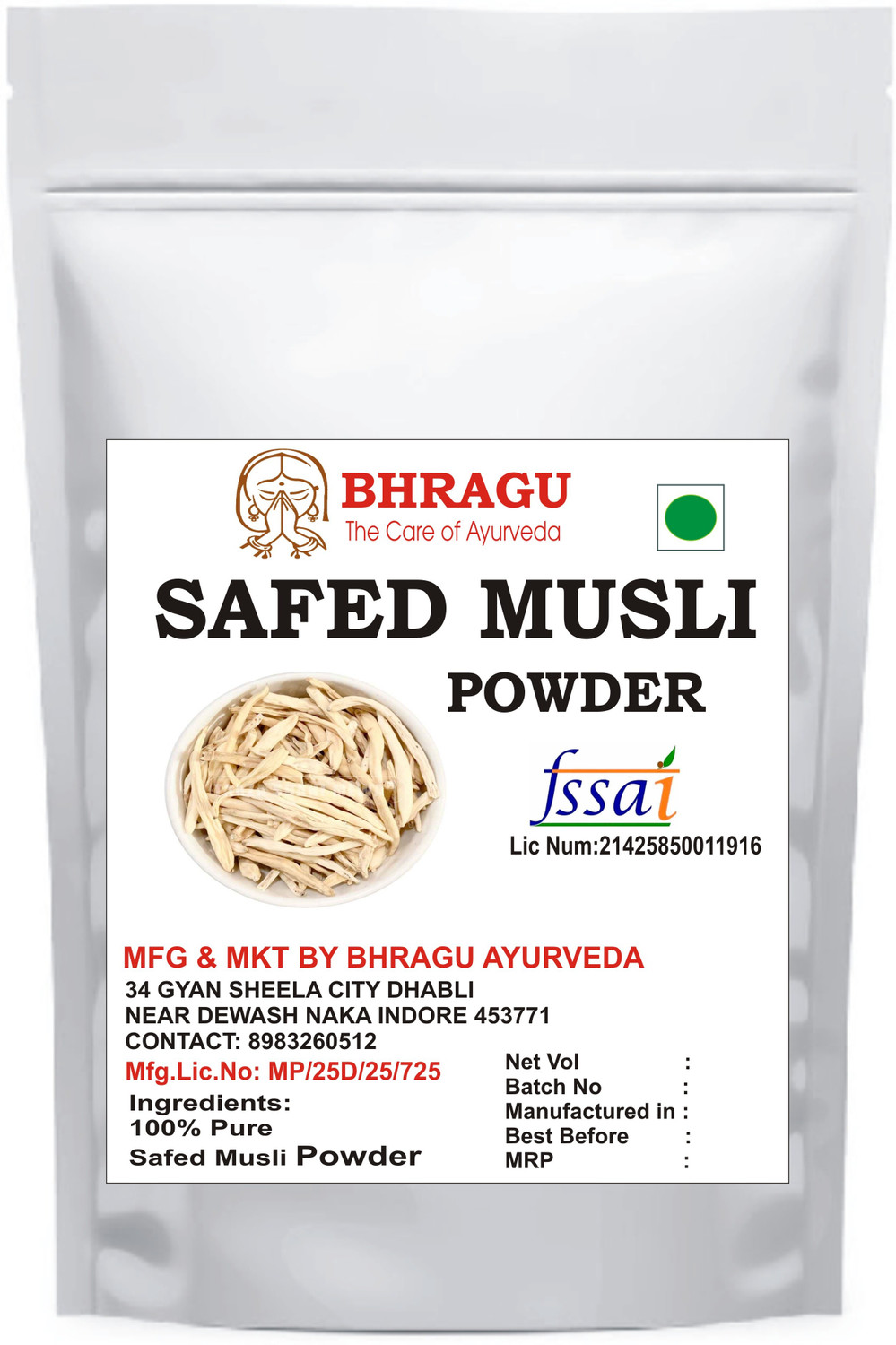 Image of BHRAGU AYURVEDA Ashwagandha,Safed Musli,Shatavari,Kounch /Konch Beej Powder Combo Pack