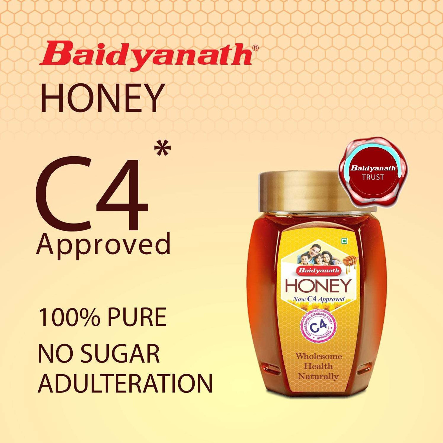 Image of Baidyanath C4 Approved, Pure Honey | Wholesome Health Naturally-250G ( Pack of 2)