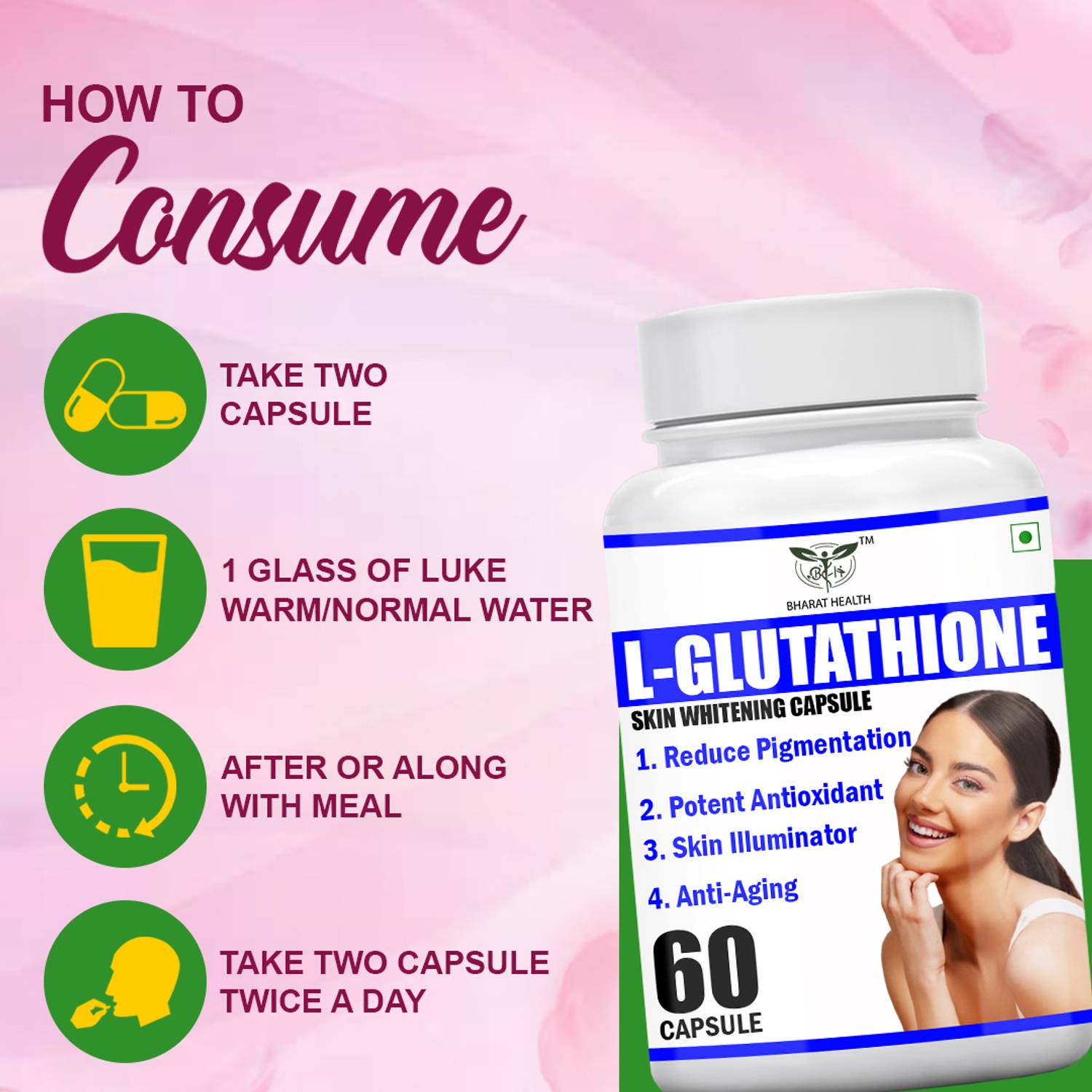 BHARAT HEALTH L-Glutathione Skin Whitening capsule