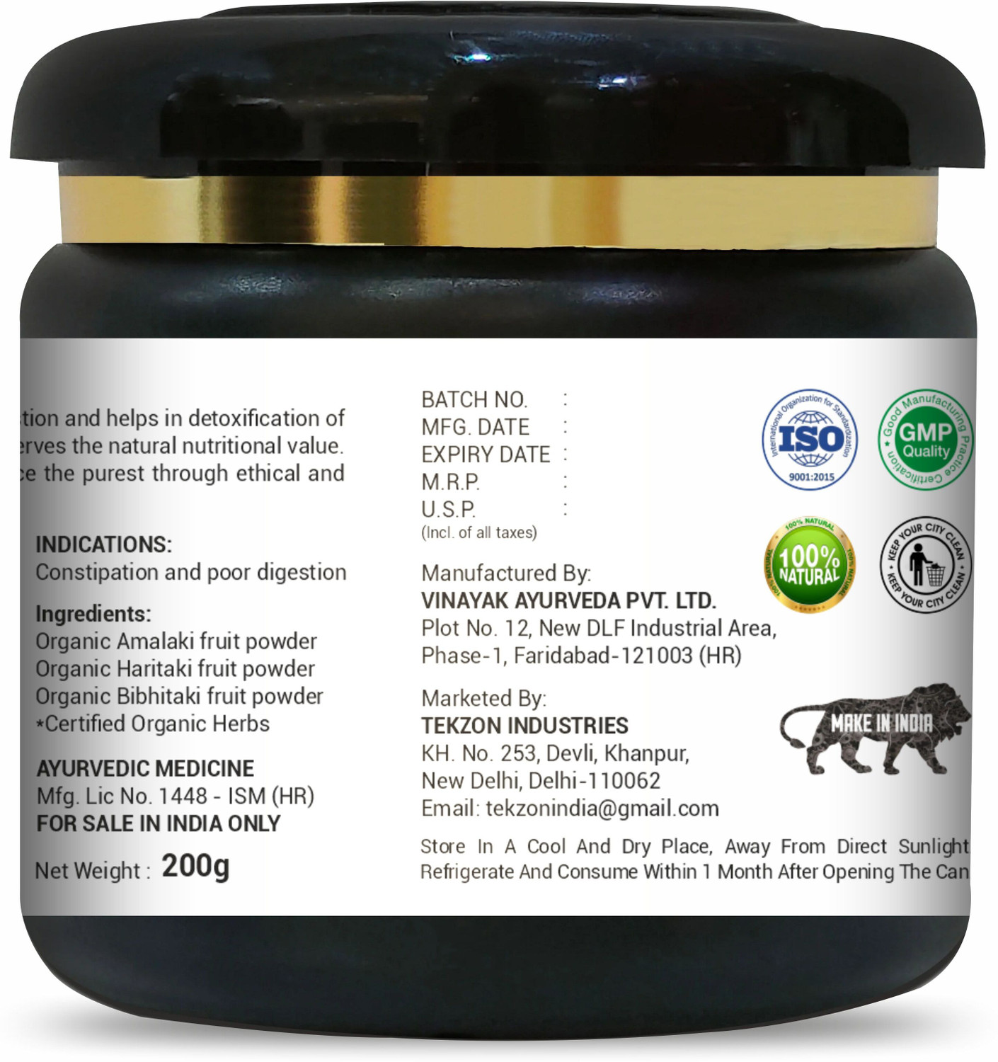 Image of KAYABOOST Organic Triphala Powder - Supports Immune System, Colon & Digestion,