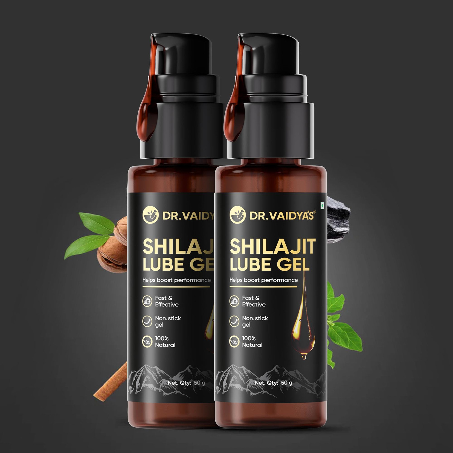 Image of DR. VAIDYA'S Shilajit Lube Gel | First Ever Shilajit Infused Lube Gel | 50g Pack of 2