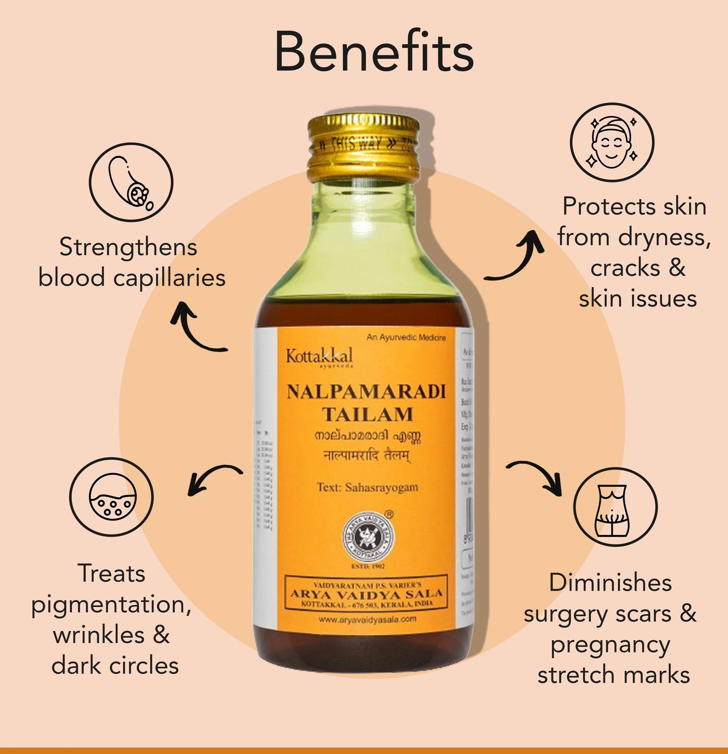 Kottakkal ayurveda NALPAMARADI THAILAM 200 ml - Image 3