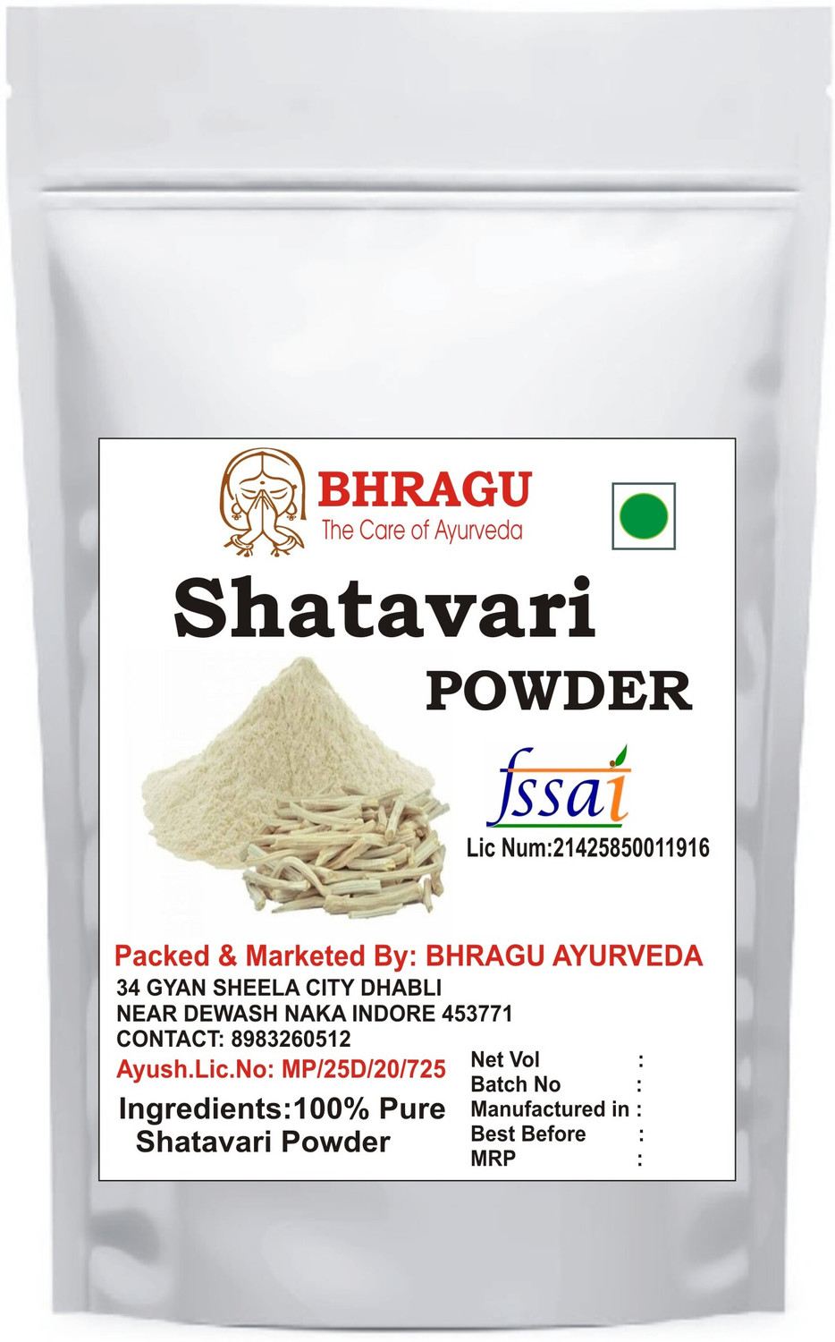 Image of BHRAGU AYURVEDA Ashwagandha,Safed Musli,Shatavari,Kounch /Konch Beej Powder Combo Pack