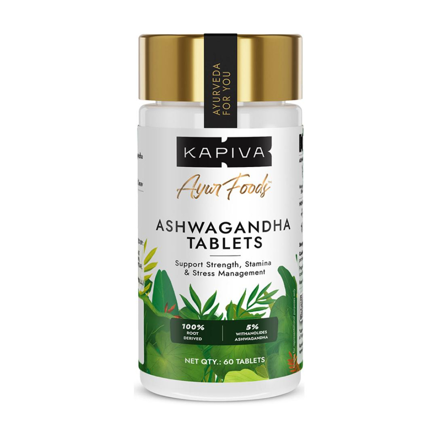 Image of Kapiva Ashwagandha 250 mg Tablet, 5% Withanolides, 100% Root Derived, Stress Reliever