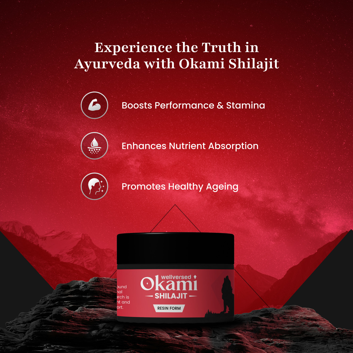 Image of Wellversed Okami Shilajit Resin (20g) + Wellcore Creatine (122g, Fruit Fusion)