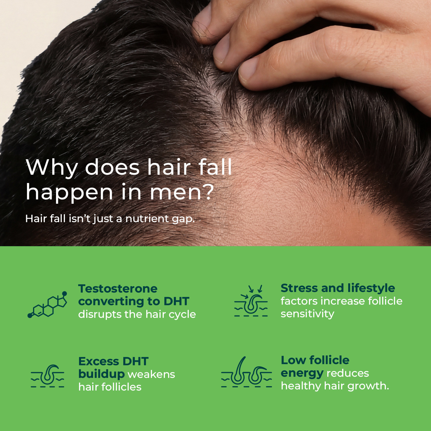 Image of OZiva Hair Actives + Shilajit for Men Hair Supplement with Liposomal SesZen-Bio