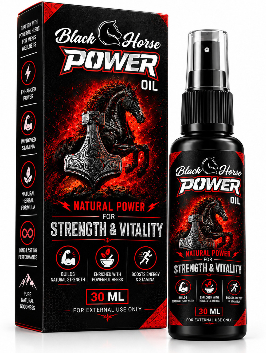 Image of Black Horse Power Shilajit Oil for Men | Performance Oil | Men Power Ayurvedic Massage Oil For Men (30 ml)