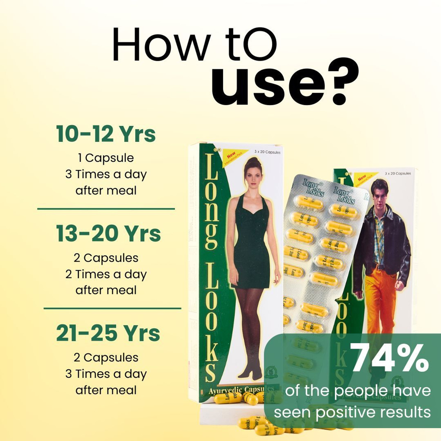 Image of Long Looks Capsules | Growth Supplement for Boys & Girls | 100% Ayurvedic