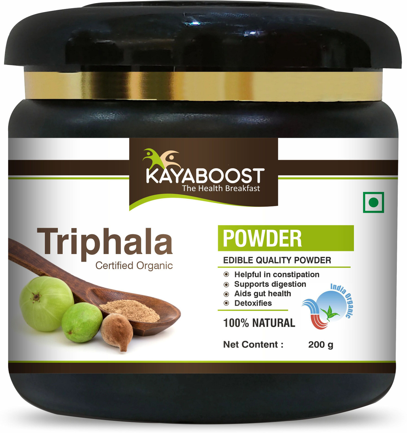 Image of KAYABOOST Organic Triphala Powder - Supports Immune System, Colon & Digestion,