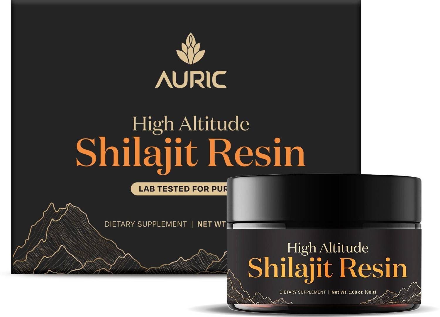 Auric Lab Certified Shilajit Resin For Energy & Endurance with Brass Spoon & Rock