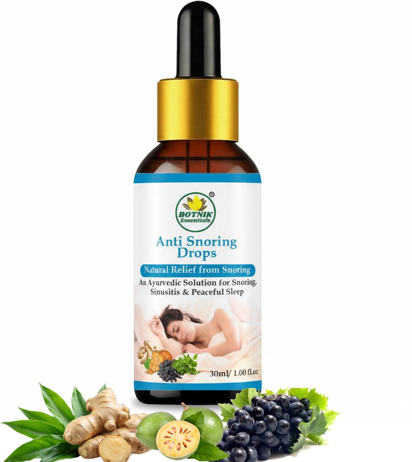 BOTNIK ESSENTIALS Anti Snoring Drops, for Snoring, Sinusitis and Peaceful Sleep