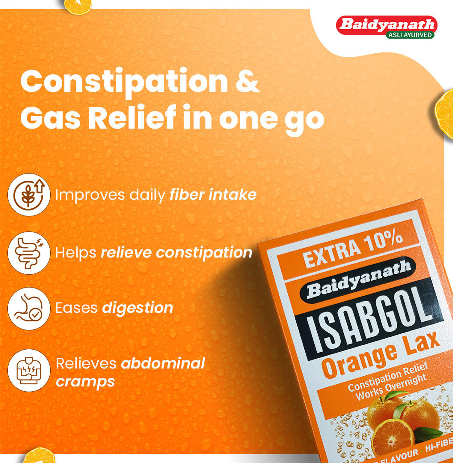 Image of Baidyanath Isabgol Orange Lax | Psyllium Husk Powder | Constipation