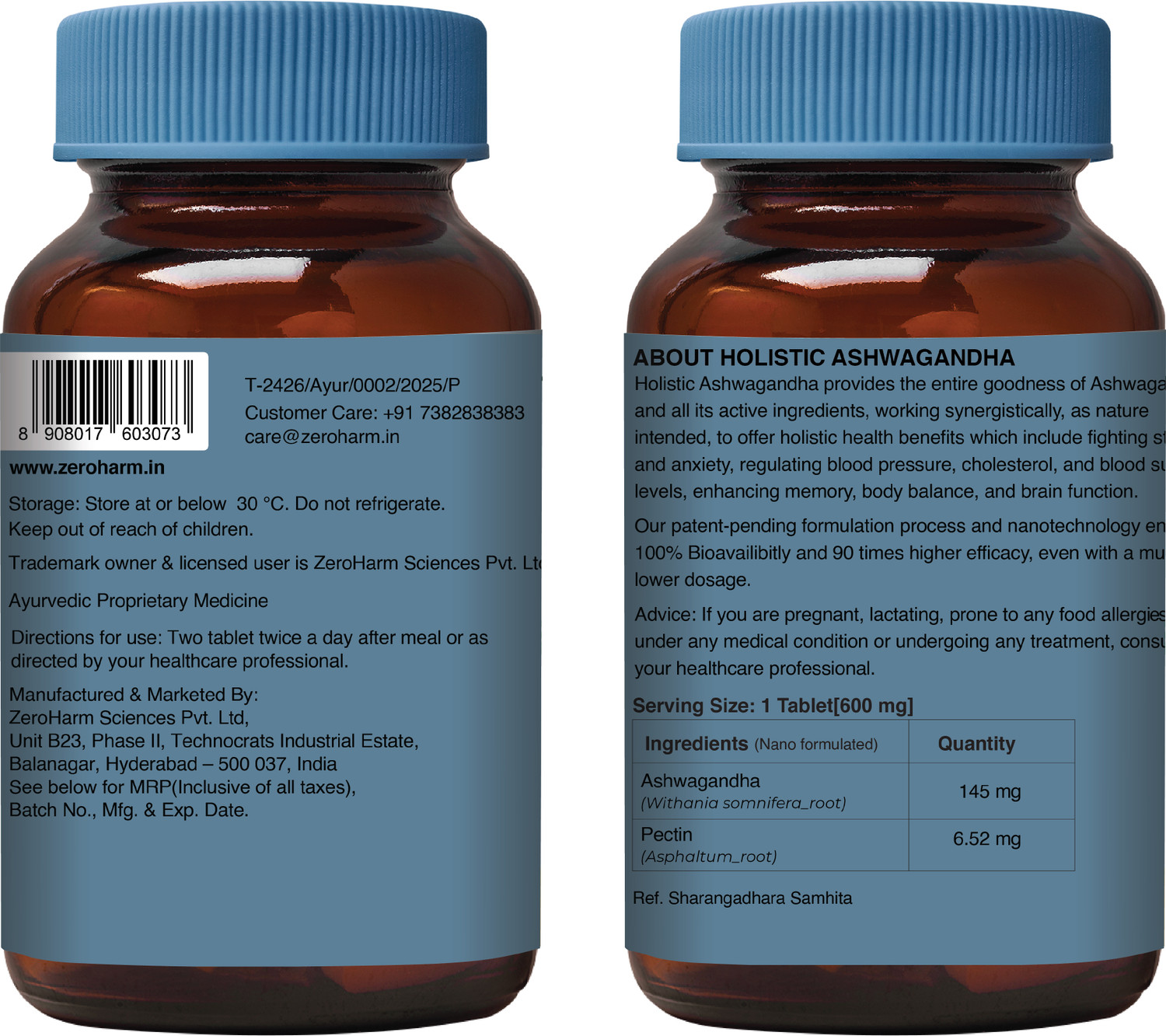 Image of ZEROHARM Holistic Ashwagandha - Nano Formulated for Energy, Stress Relief & Mood Support