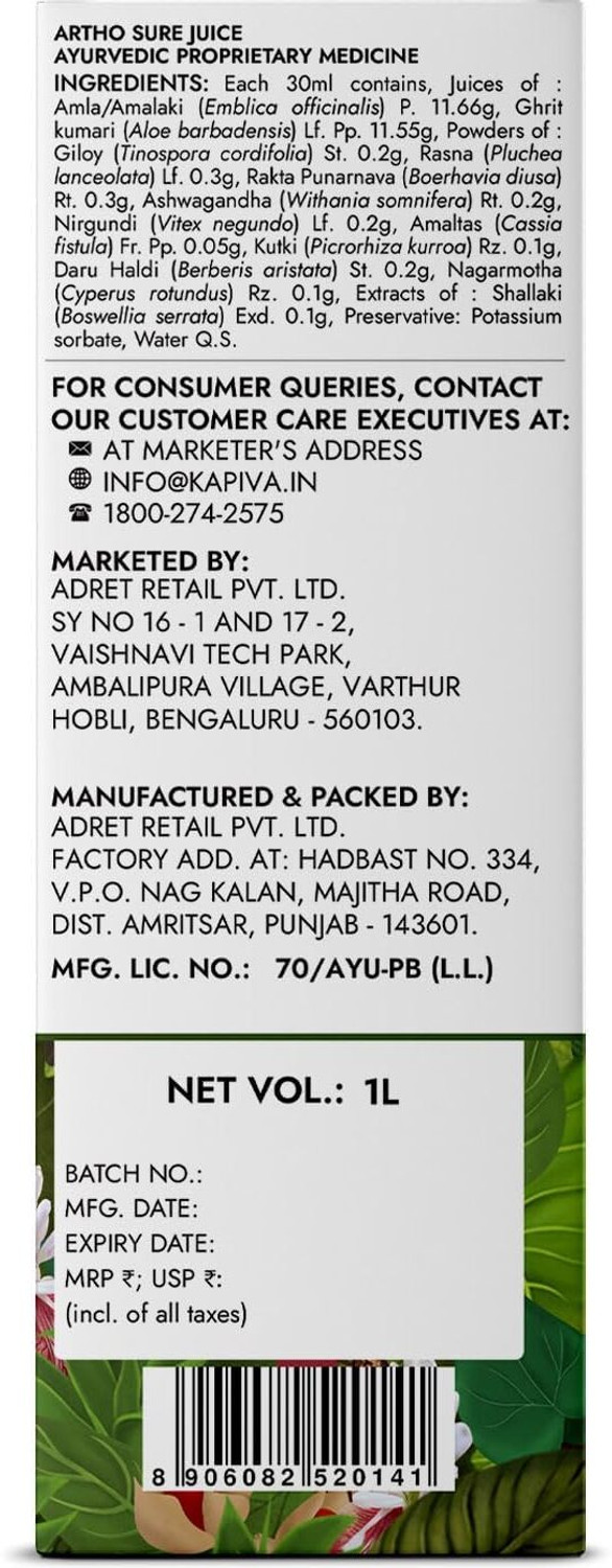 Image of Kapiva Artho Sure Juice | Ayurvedic Joint Pain Relief for Arthritis & Knee Pain