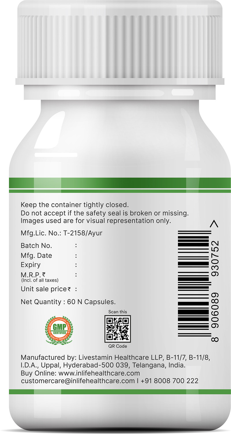 Image of INLIFE Green Tea Extract Capsules Herbal Supplement for Men Women, 500mg - 60 Capsules