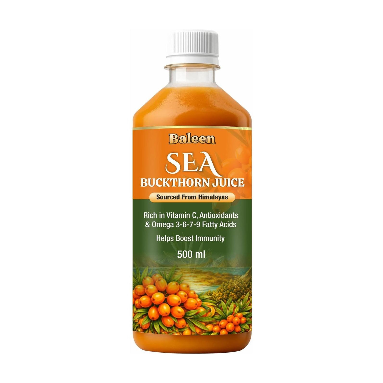 Image of BALEEN Sea Buckthorn Juice | Rich in Vitamin C, Antioxidants & Omega | Support Immunity (500 ml)