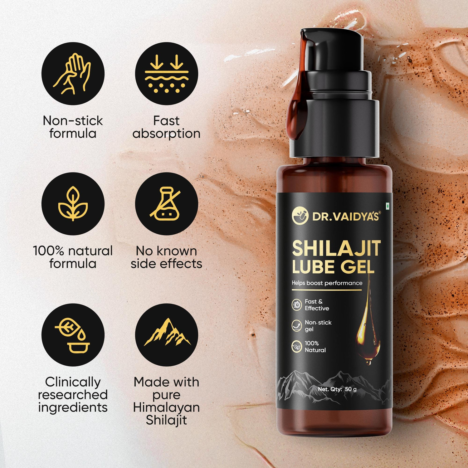 Image of DR. VAIDYA'S Shilajit Lube Gel | First Ever Shilajit Infused Lube Gel | 50g Pack of 2