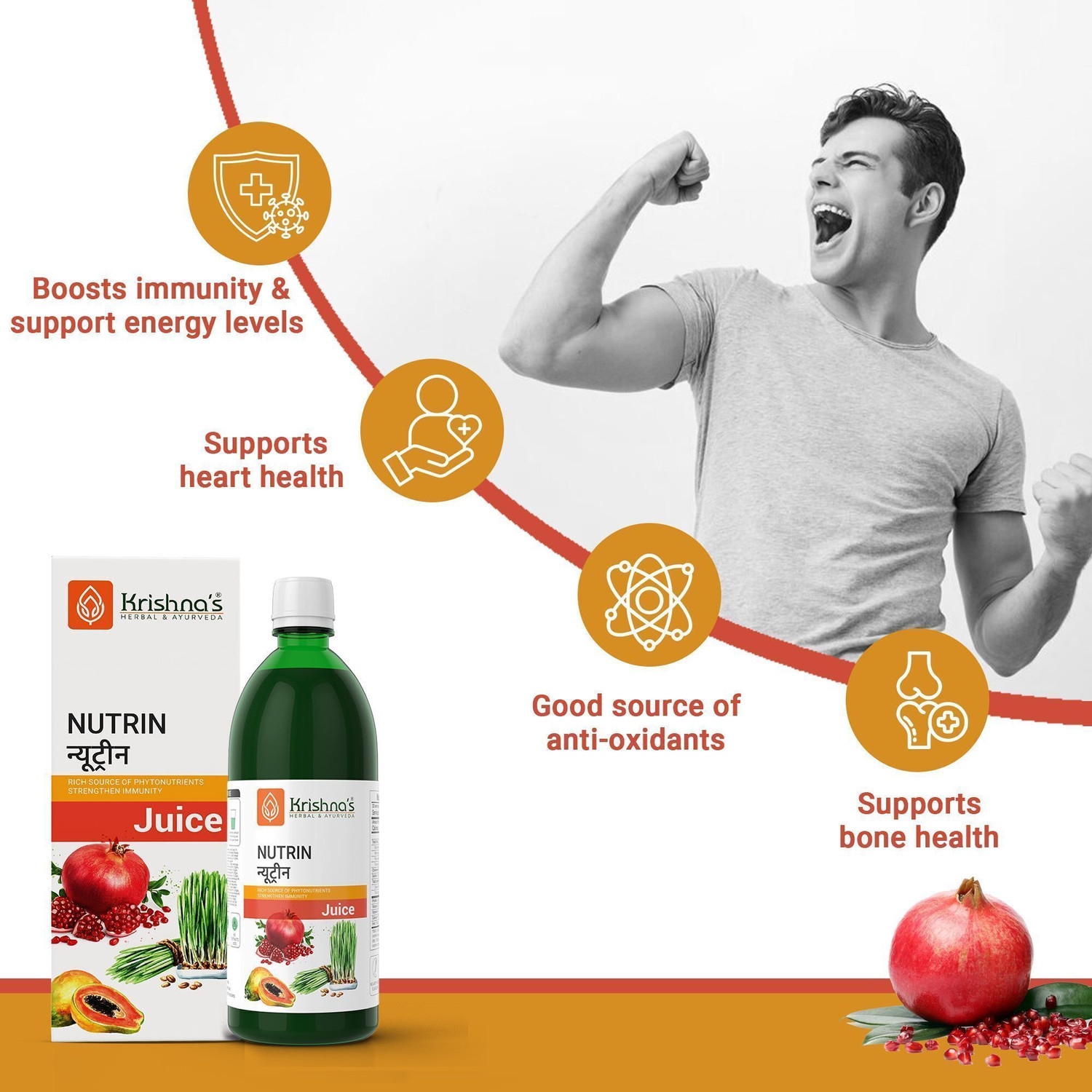 Image of Krishna's Herbal & Ayurveda Nutrin Juice Rich Source of Phytonutrients for Energy Immunity & Wellness 1000ml