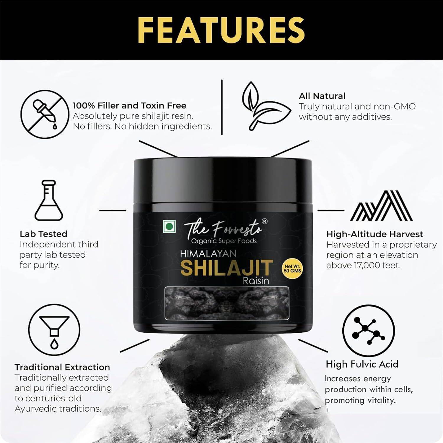 Shilajit Himalayen Original TheForresto - Résine Pure Bio, Détox Et Endurance - 10 Mg En Gel