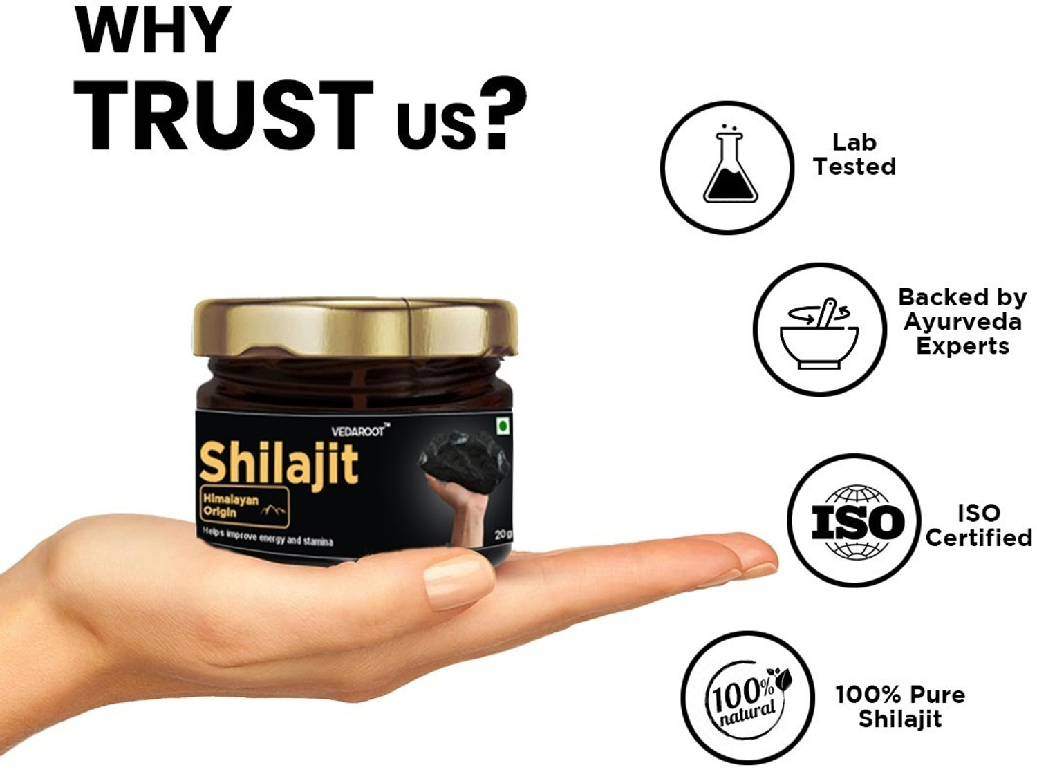 Image of VEDAROOT Pure Shilajit Resin 20g | Boost Performance, Power, Stamina, Strength