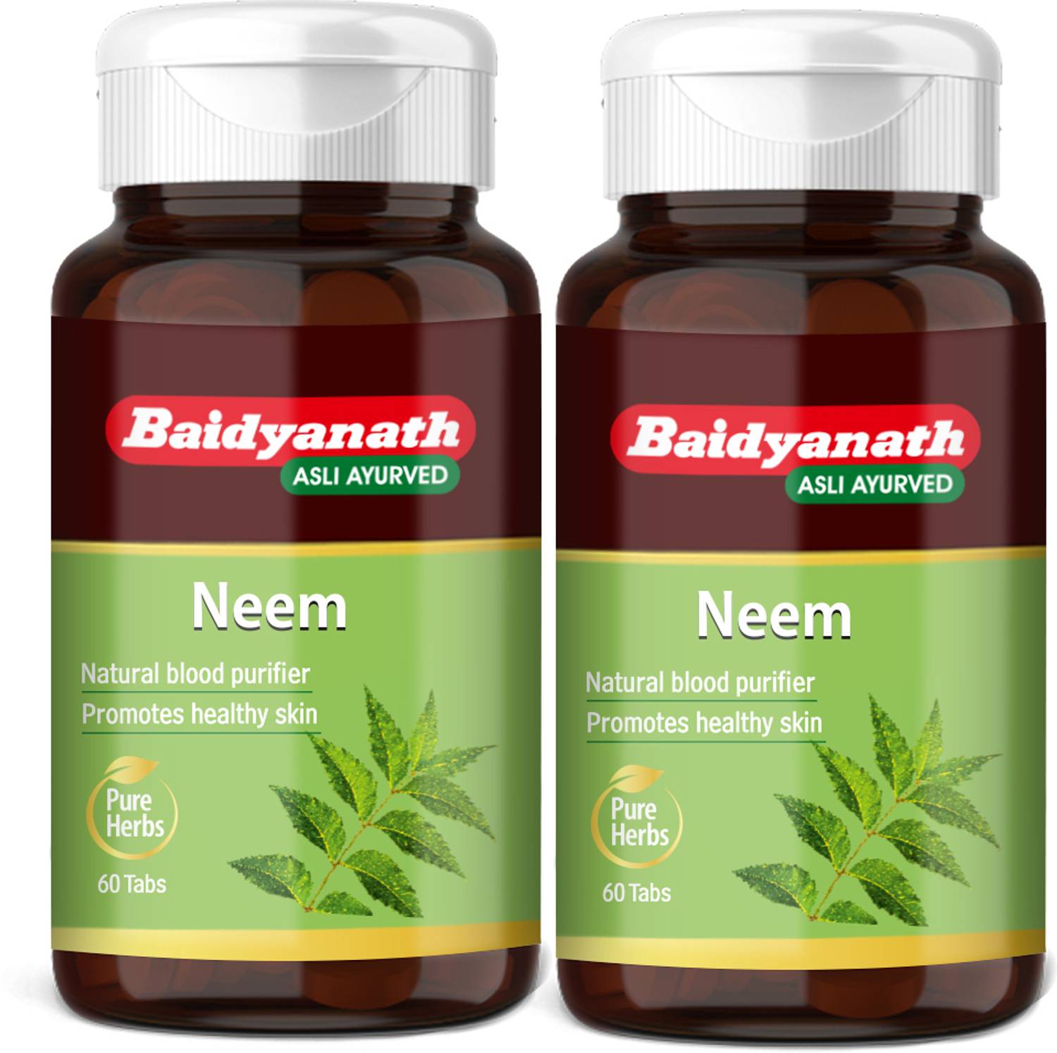 Baidyanath Neem - 60 Tablets | Ayurvedic Neem Extract Supplement (pack of 2)
