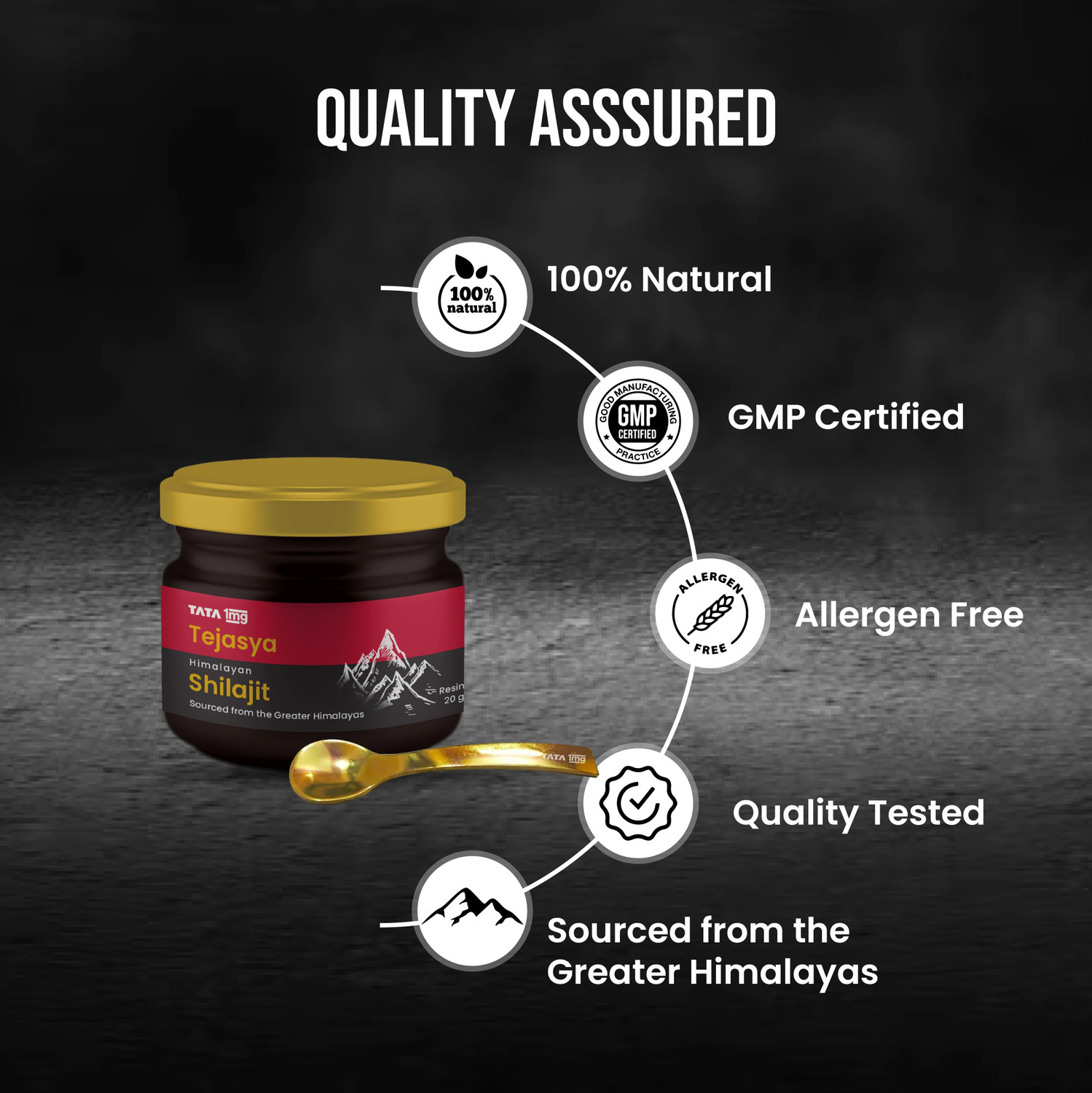 Image of TATA 1mg Tejasya Shilajit Resin,Helps in Boosting Stamina & Energy