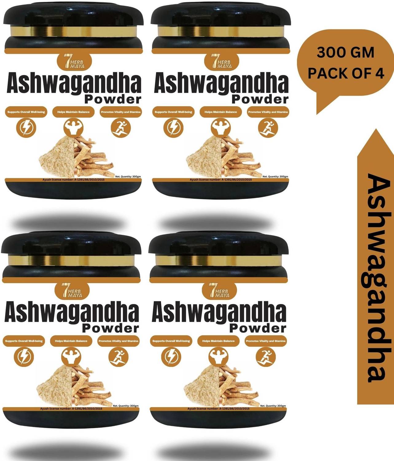 7Herbmaya Organic Ashwagandha Powder | Ayurvedic Care Each 300g
