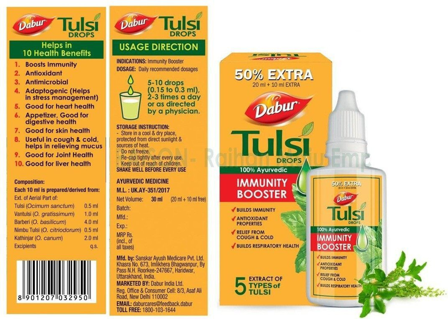 Image of Dabur Tulsi Drops Natural Immunity Booster 30 ML