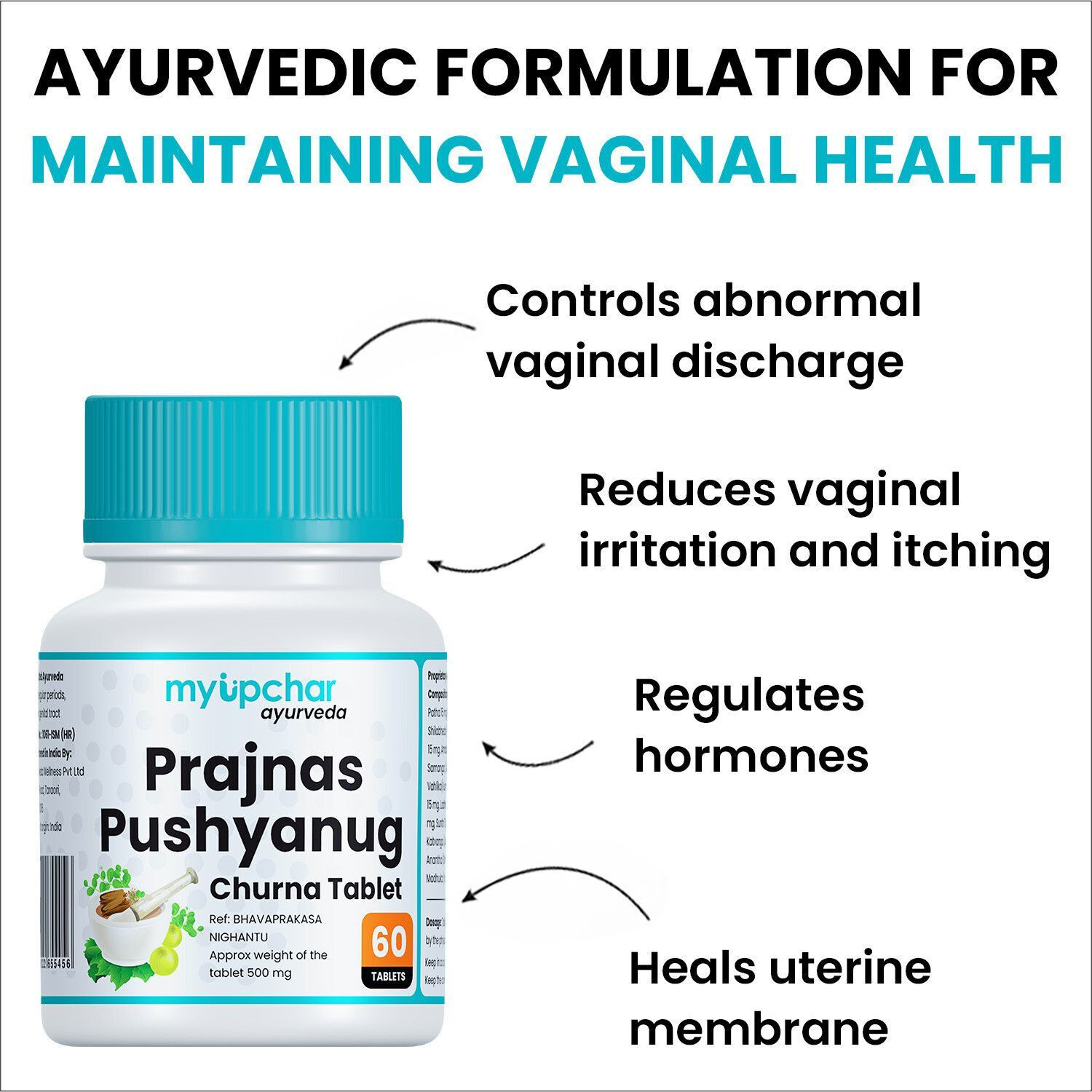 Image of myupchar ayurveda Prajnas Pushyanug Churna Tablets