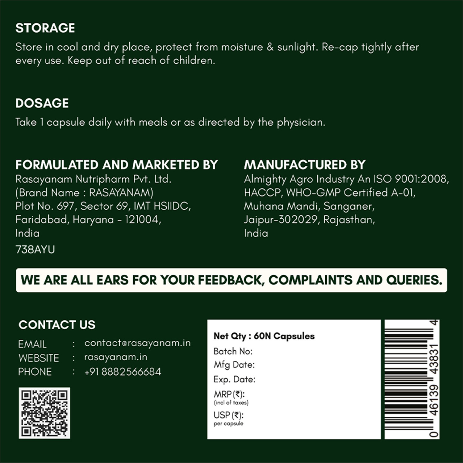 Image of Rasayanam Ashwagandha KSM-66 (600 mg) |Support Strength & Energy | Stress Relief