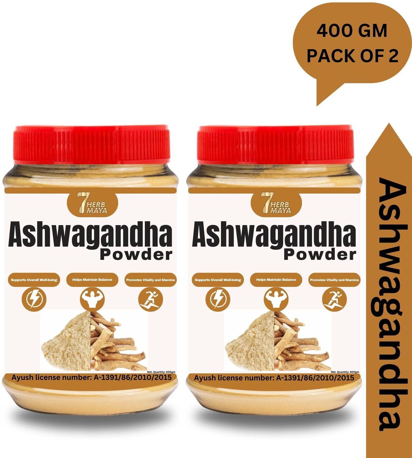 7Herbmaya Organic Ashwagandha Powder | Ayurvedic Care Each 400g