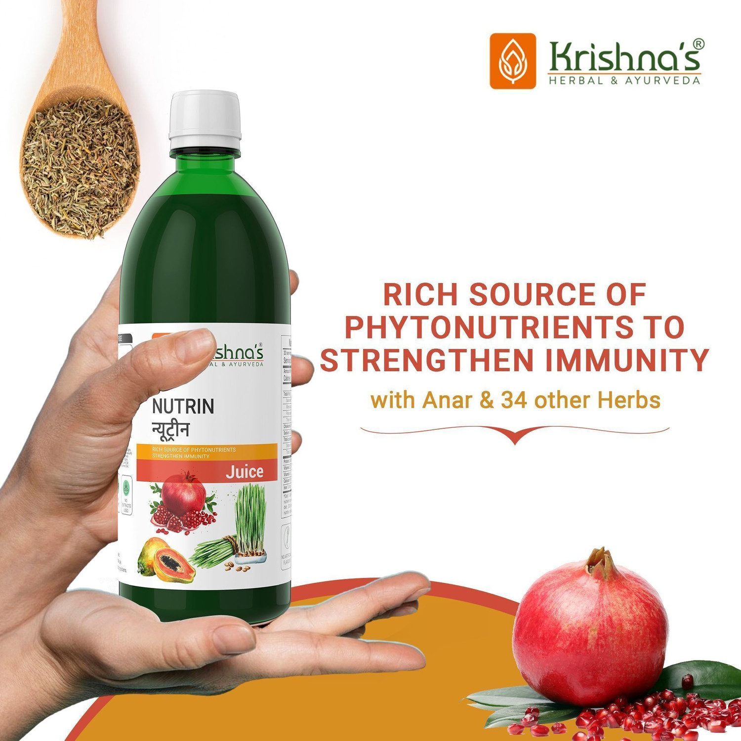 Image of Krishna's Herbal & Ayurveda Nutrin Juice Rich Source of Phytonutrients for Energy Immunity & Wellness 1000ml