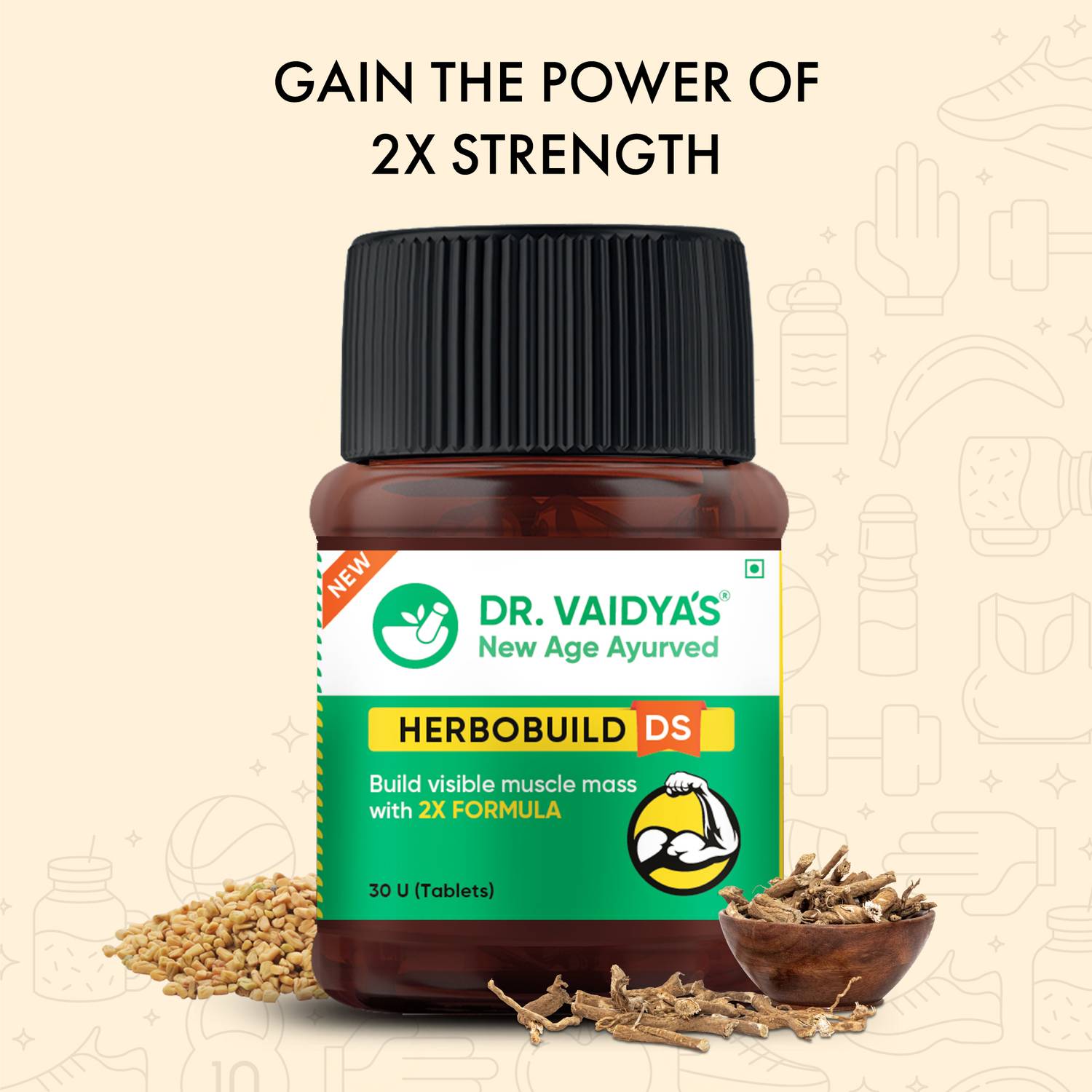 DR. VAIDYA'S Herbobuild Double Strength Muscle Gainer Capsules - Image 2