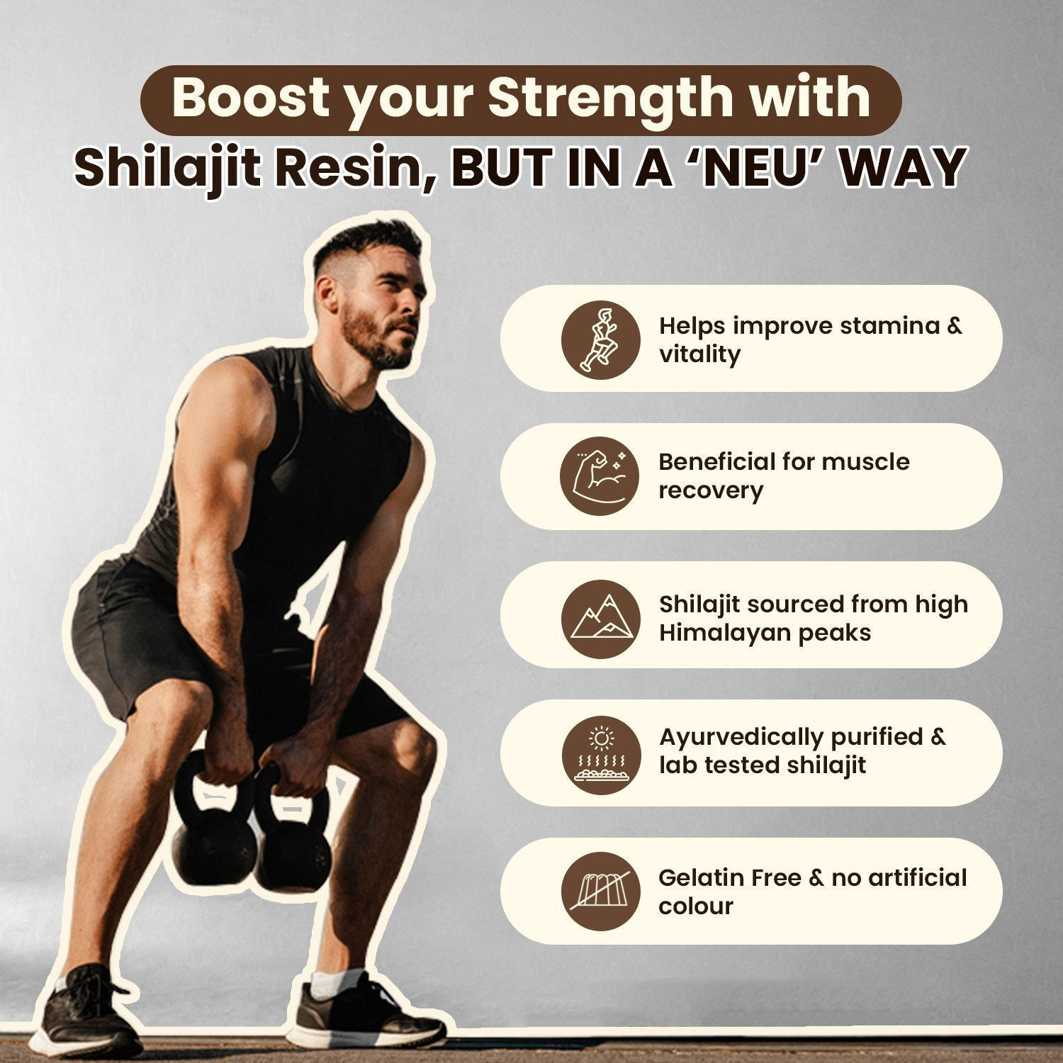 Image of Neuherbs Pure Himalayan Shilajit 30 Gummies Tamarind Flavour | Strength, Energy & Stamina