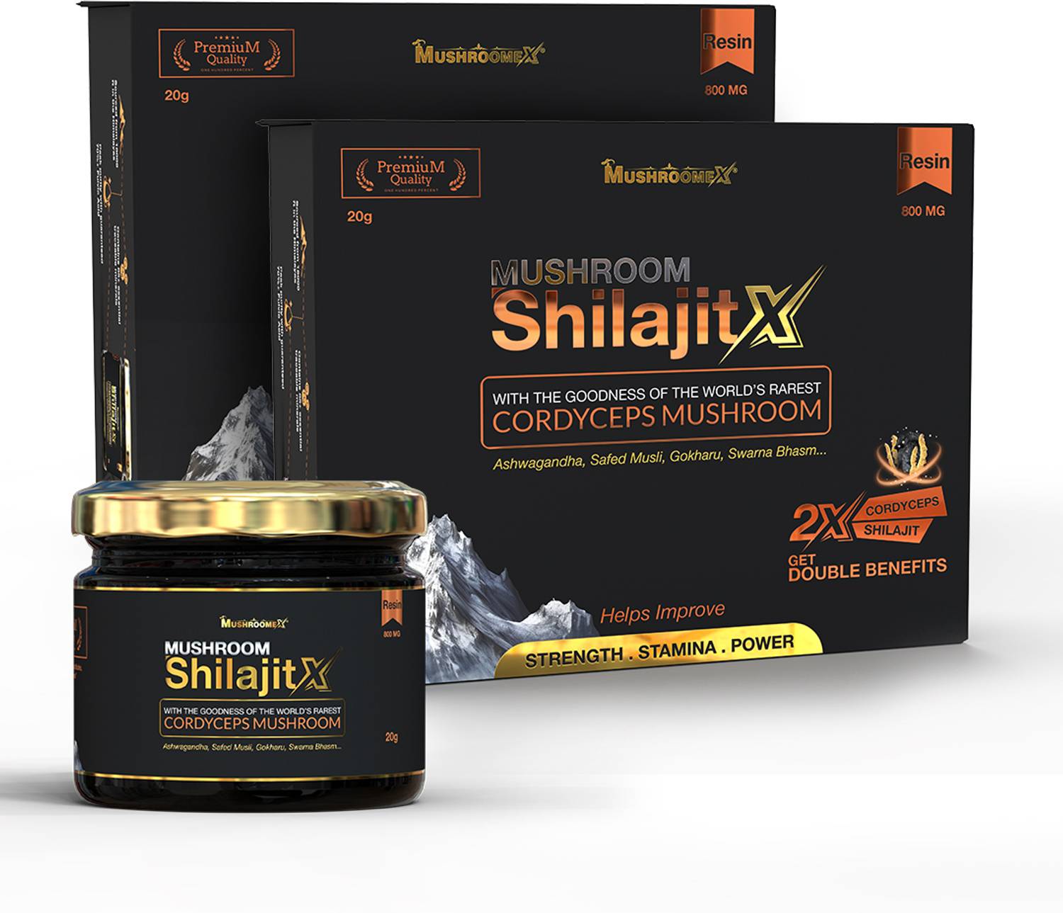 mushroomex ShilajitX Cordyceps Mushroom Gold Shilajit Resin Hel