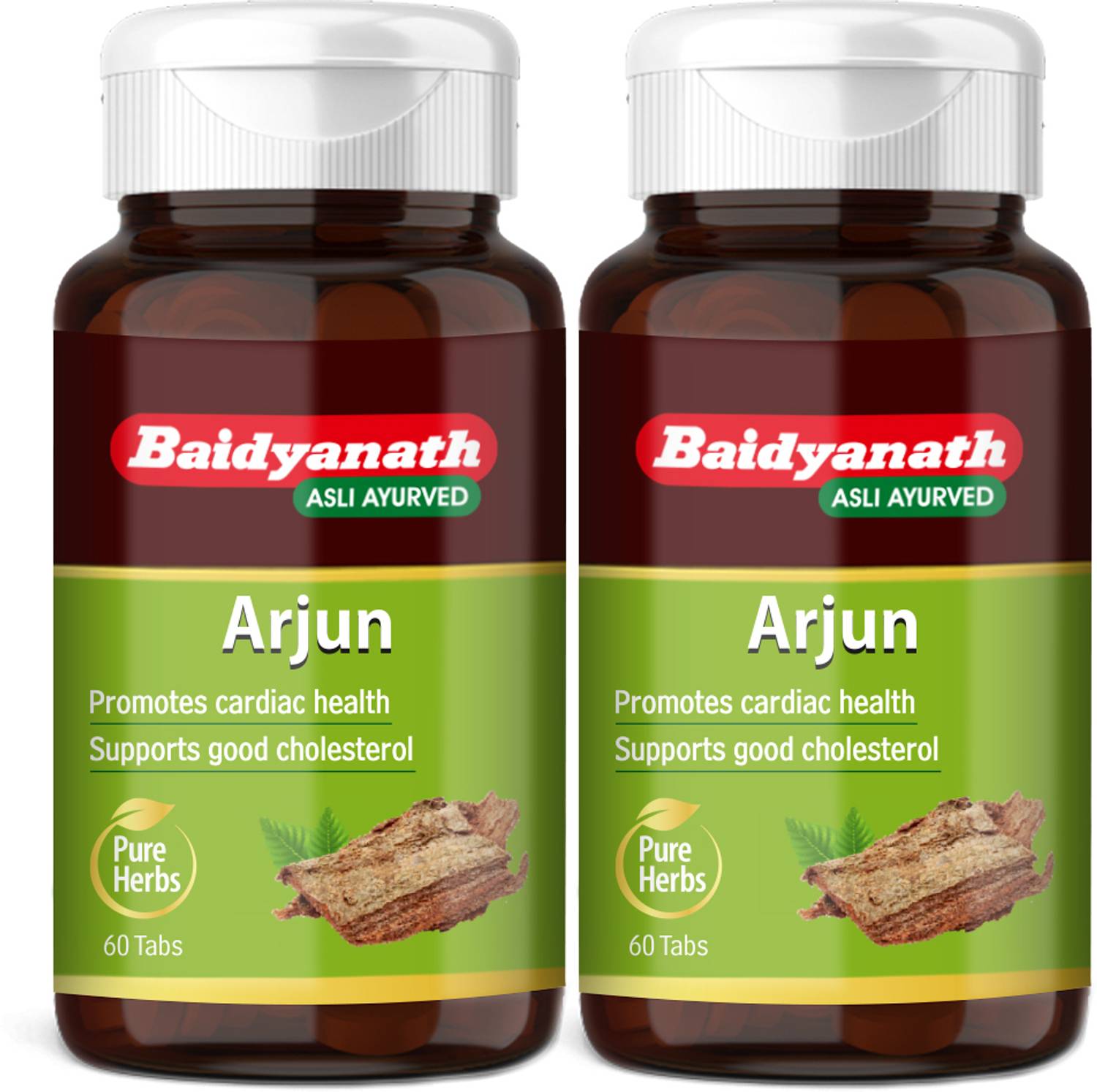 Baidyanath Arjun - 60 Tablets, Herbal Heart Wellness Supplement (60 Tablets) (Pack of 2)
