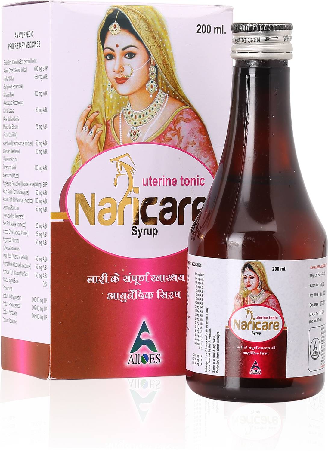 Alloes Pharmaceuticals Nari Care Women Uterine Tonic Syrup, All Natural Liquid Formula That Promotes Uterine Health