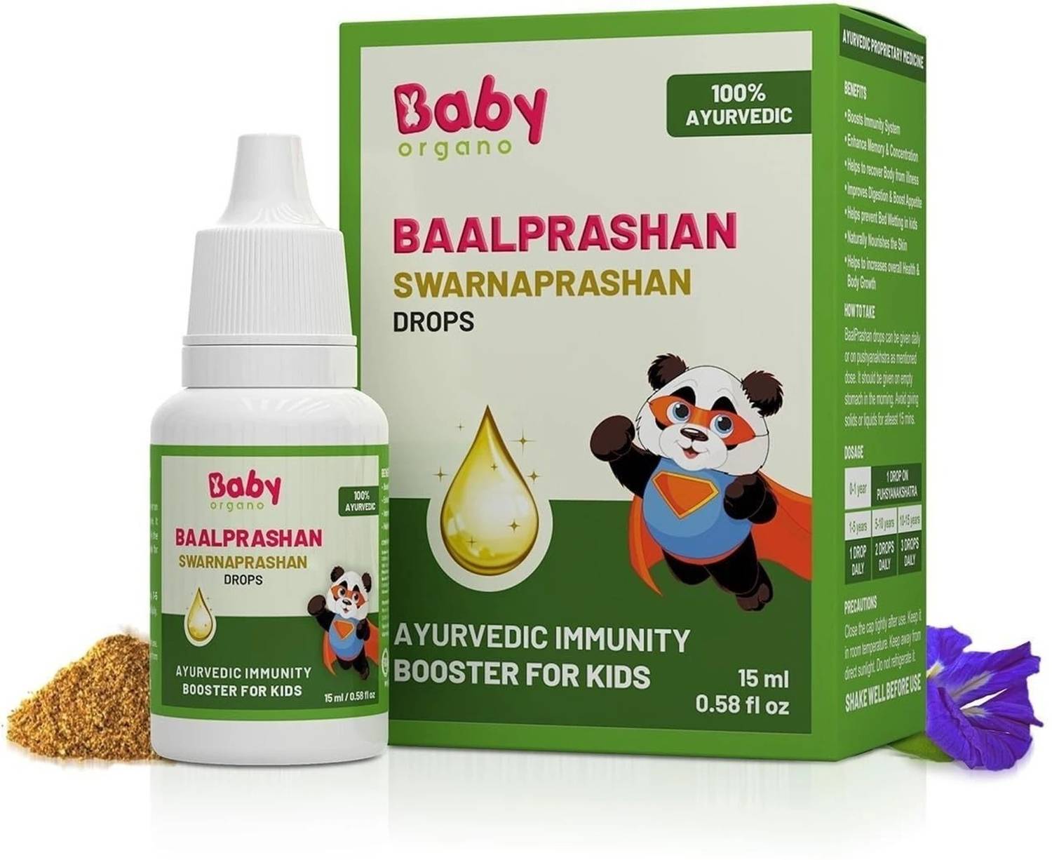 babyorgano Suvarnaprashan Drop 24CT Gold Ash Swarna Prashan Immun