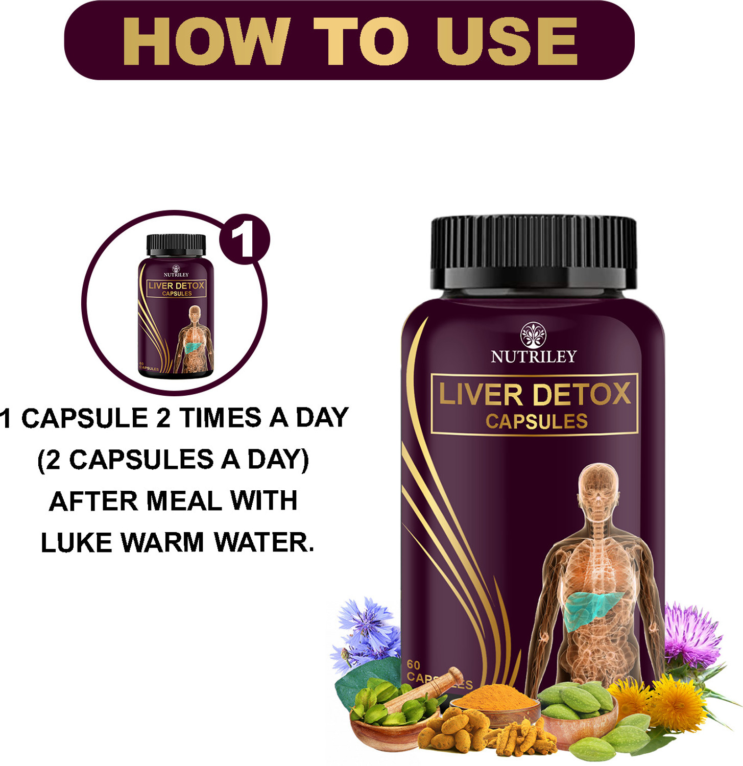Image of NUTRILEY Liver Detox Ayurvedic Tablets | With Milk Thistle Extract | For Women & Men