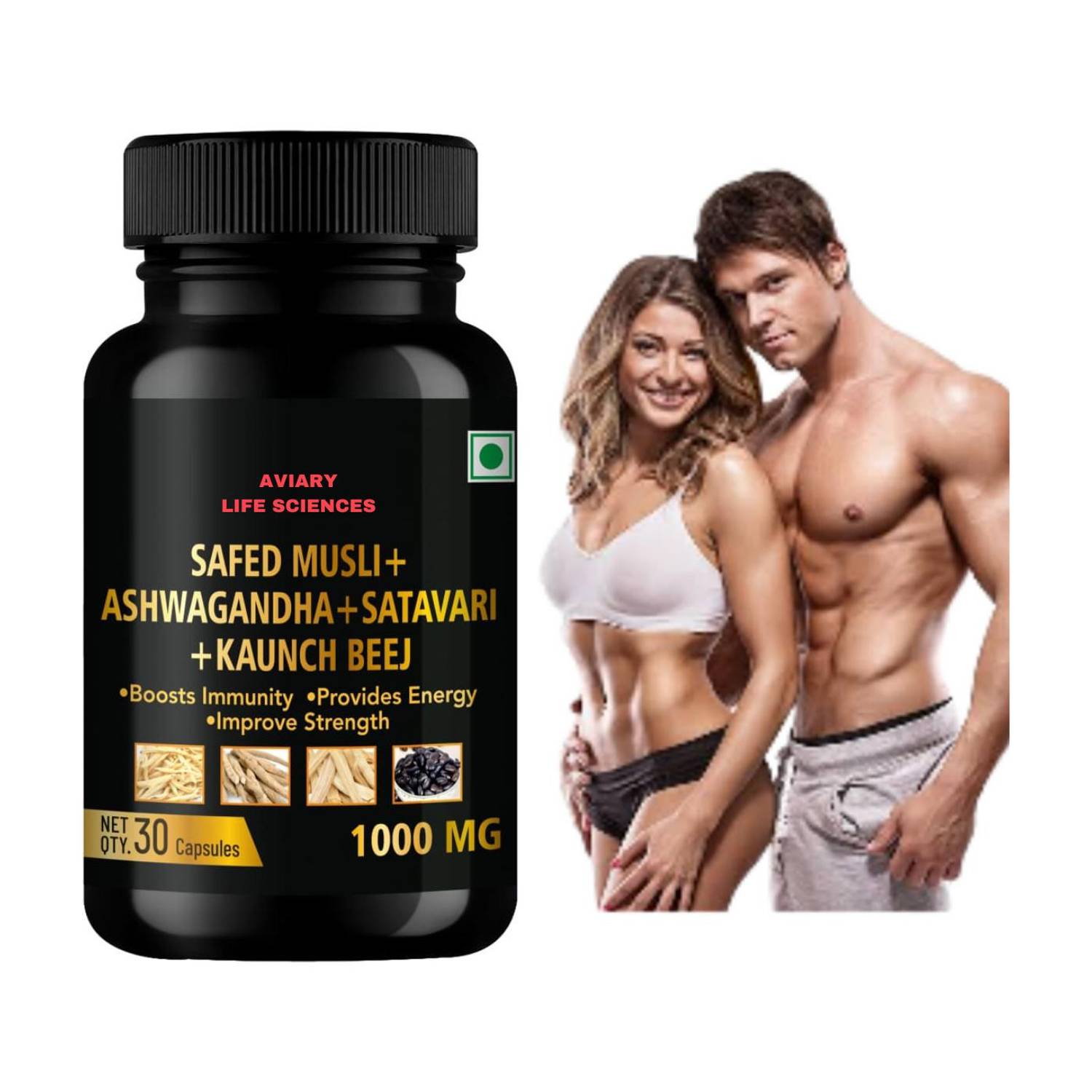 AVIARY LIFE SCIENCES Safed musli,Ashwagaandha,Ayurvedic medicine for Stamina,Power & Strength