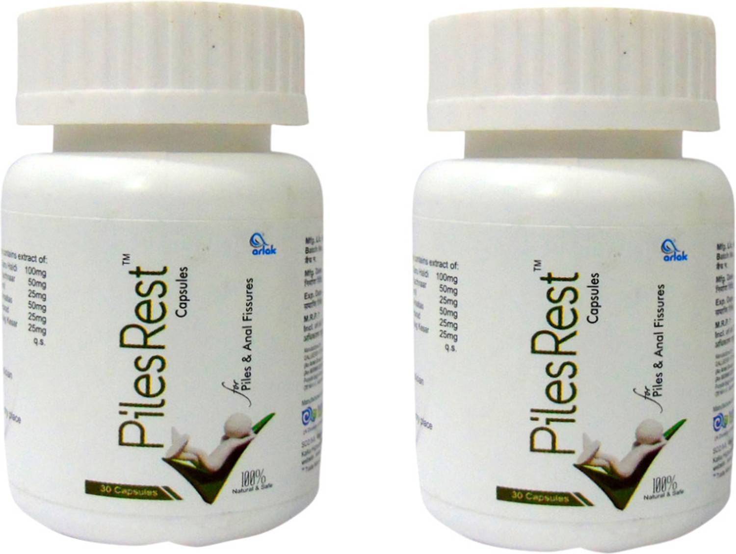 arlak Piles Rest 2*30 Capsules for Piles & Anal Fissures