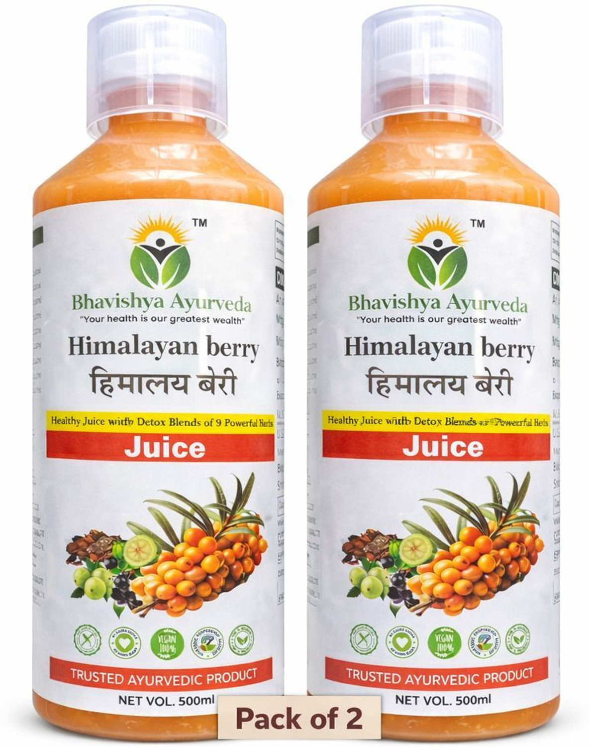Image of Bhavishya Ayurveda Himalayan Berry Juice with Sea Buckthorn, Amla & 9 Herbs | Boosts Immunity