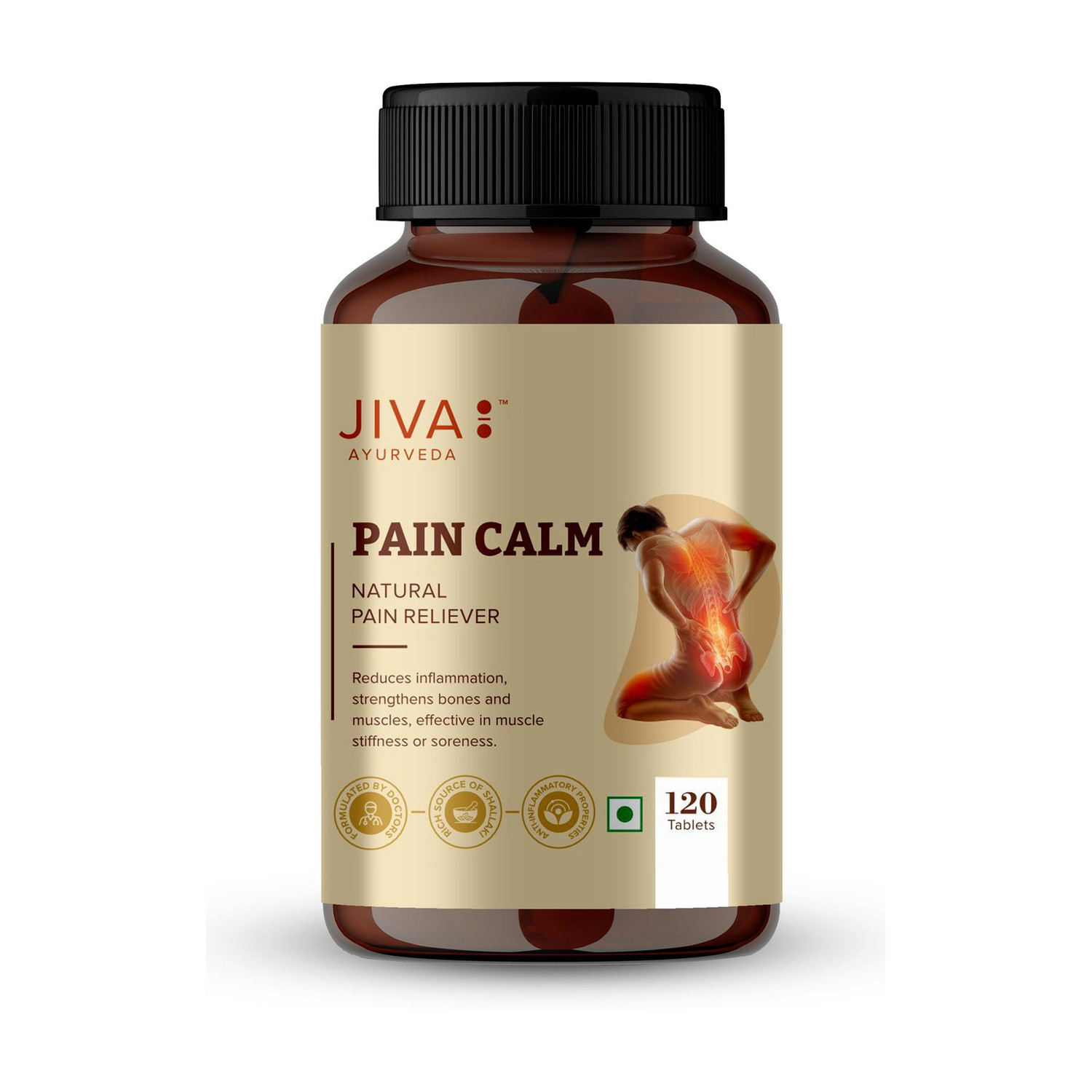 Image of JIVA Pain Calm Tablet - Natural Pain Reliever - 120 Tablets - Pack of 1