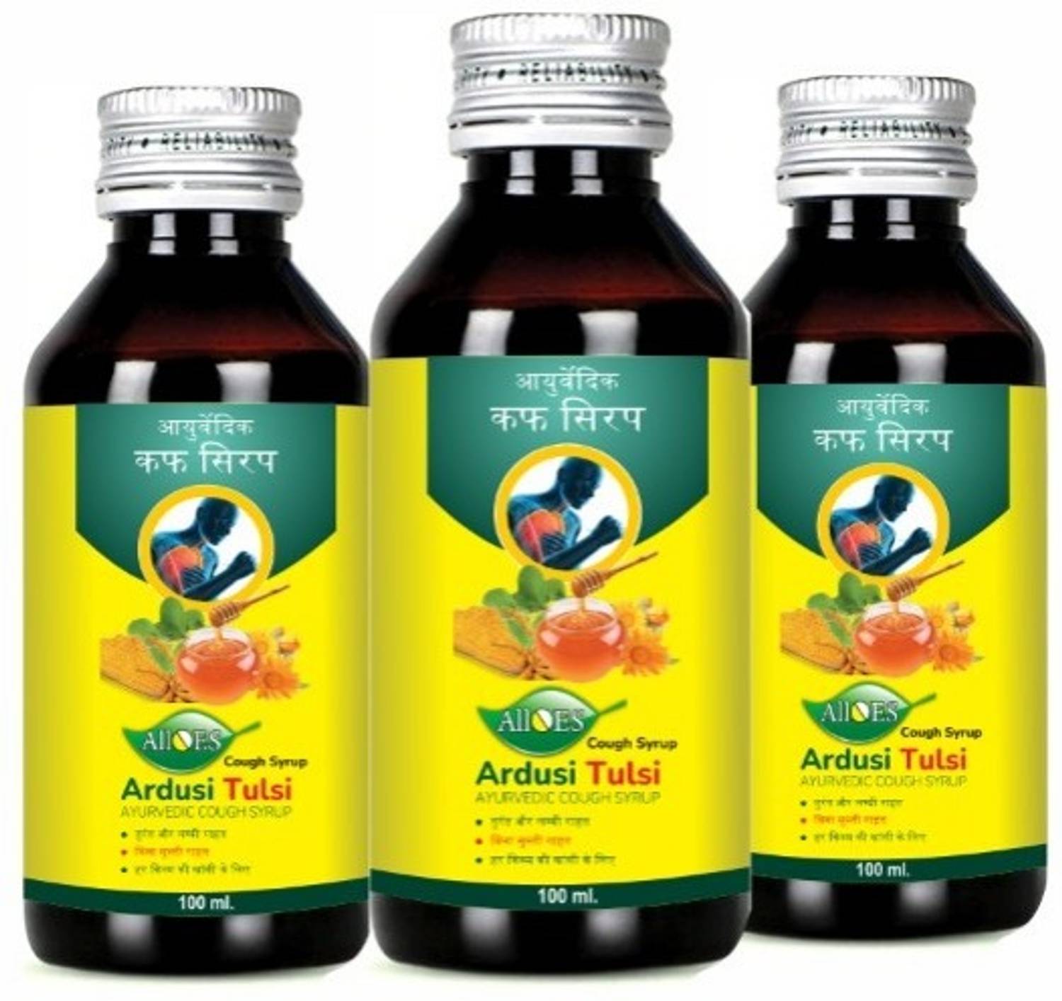 Alloes Pharmaceuticals Alloes Ardusi Tulsi Cough Syrup Made with Pure Honey Cough Remedy,Ardusi